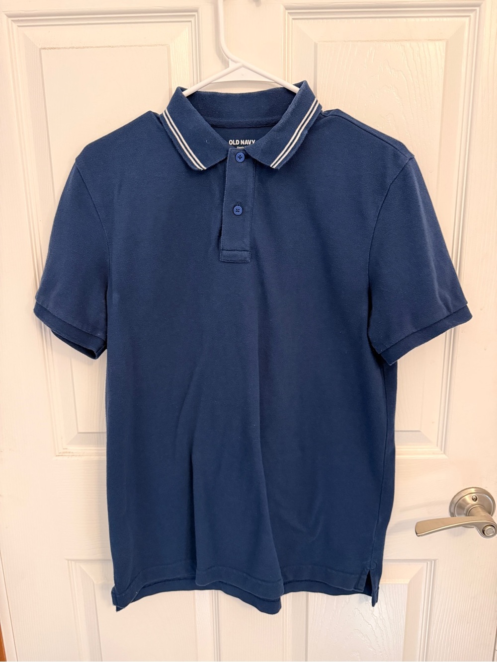 Old Navy Blue Polo with White-Trim Collar